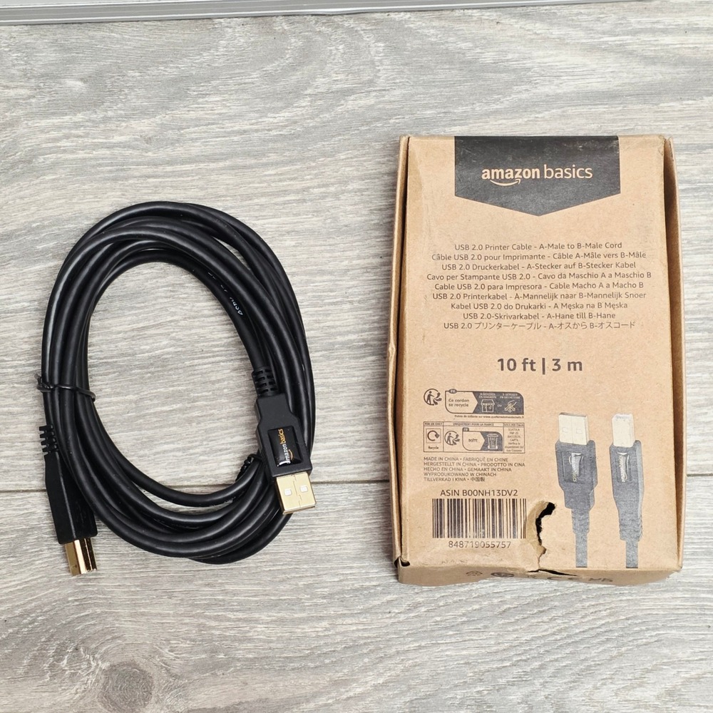 Amazon Basics USB 2.0 Printer Cable A-Male to B-Male 10ft Black B00NH13DV2